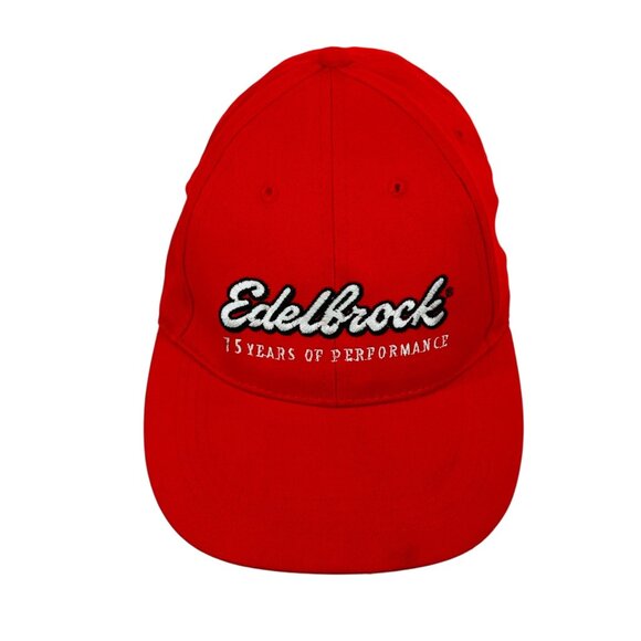 Edelbrock Carburetors Red Baseball Hat Cap 75 Years Of Performance Adjustable - Picture 1 of 11